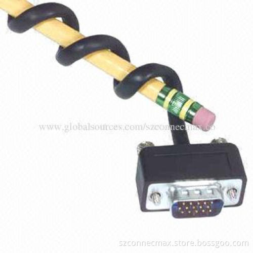 Super Thin HD 15P Male to Male VGA Cable with Screw, Prevent Signal Loss, Screen Ghosting